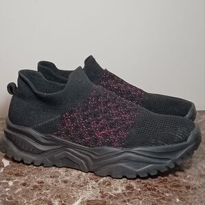Black and Pink Athletic Shoes with Chunky Sole